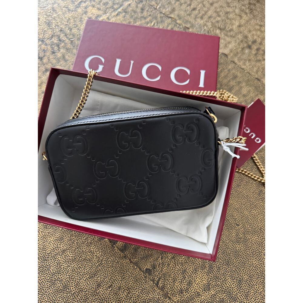 Gucci GG Super Mini Shoulder Bag Black Leather with Chain Strap Brand BNIB - Picture 8 of 11